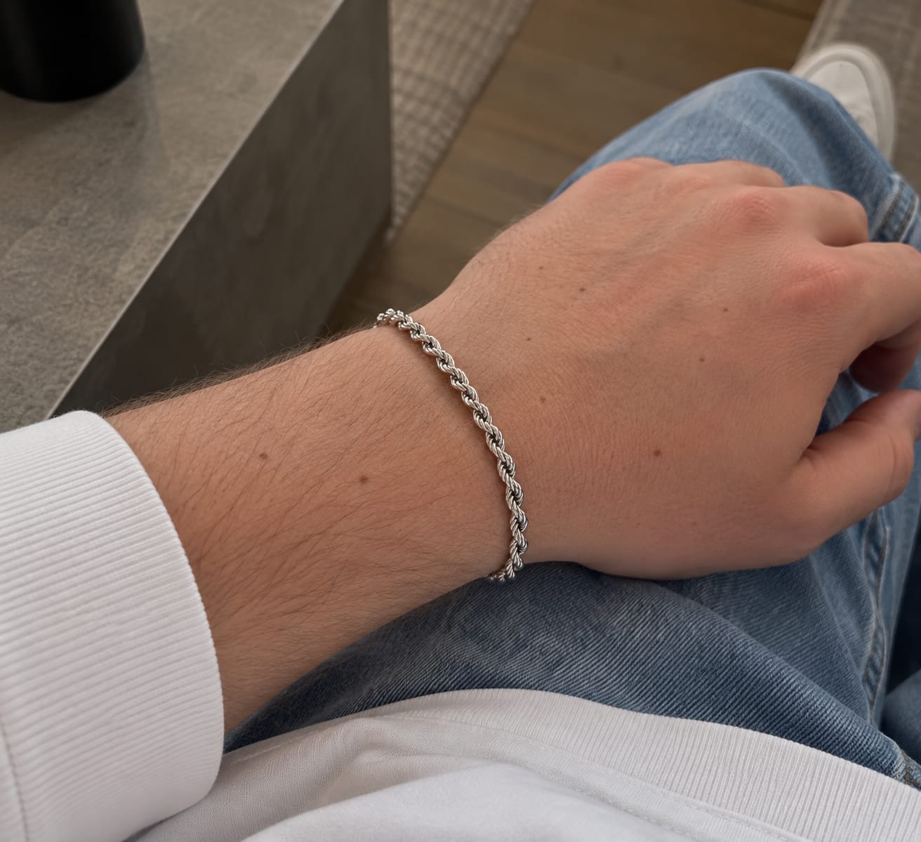 Customer photo review of Rope Bracelet (Silver) 3MM