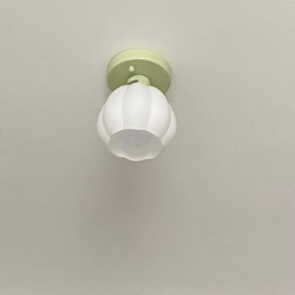 Customer photo review of Flower Semi Flush Ceiling Light, Glass Shade, Green Base, 15 cm