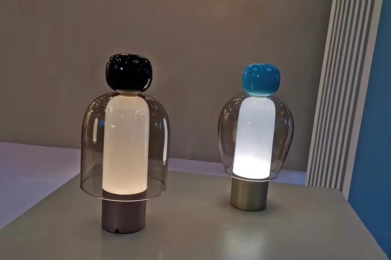 Customer photo review of Cordless Table Lamp, Rechargeable Glass, Smoke Grey Shade, Dimmable