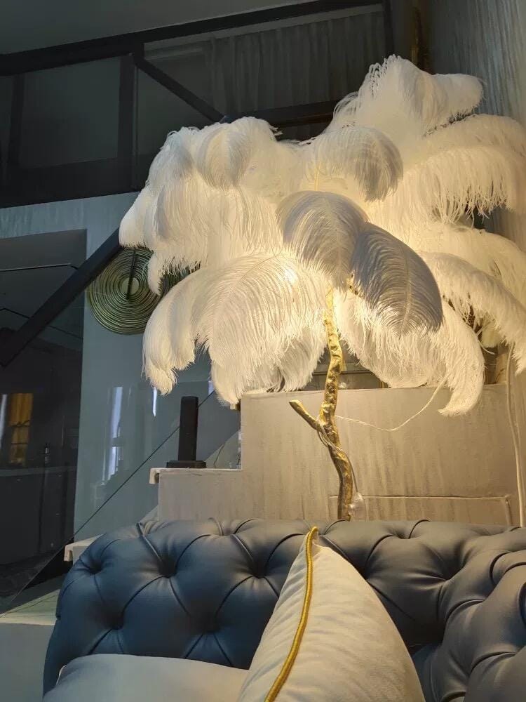 Customer photo review of Brass Floor Lamp, Ostrich Feather Palm Fronds, 6 Lights, 160 cm
