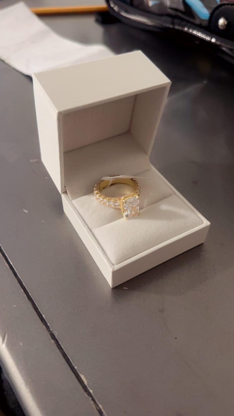 Customer photo review of 5.0ct Elongated Radiant Cut Eternity Band Engagement Ring