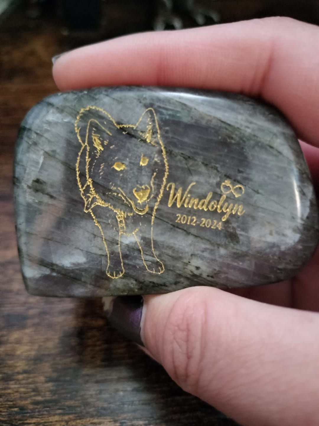 Customer photo review of Kiki Personalized Crystal Engraving Keepsake