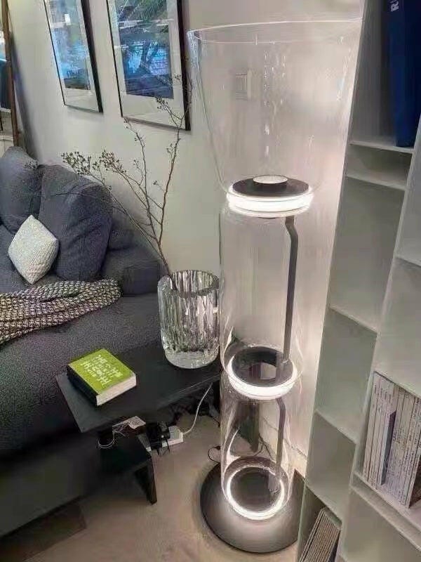 Customer photo review of Black Floor Lamp, Clear Glass Cylinders, LED, Up to 160 cm