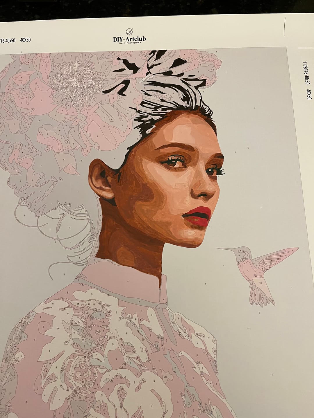 Customer photo review of Scarlet Blossom Muse | Paint by Number