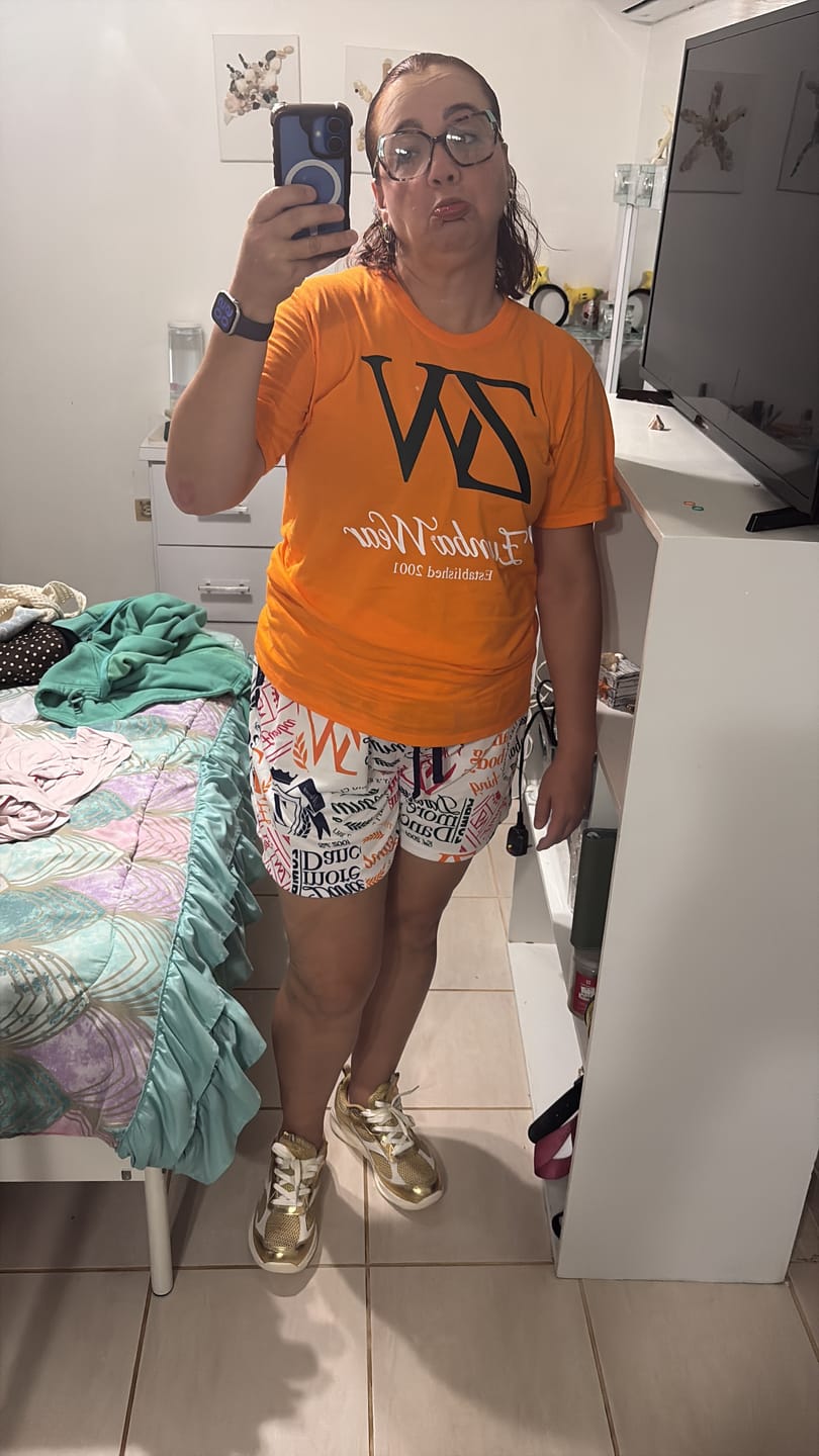 Customer photo review of Class of 2001 Unisex Crew Neck Tee - Orange Punch