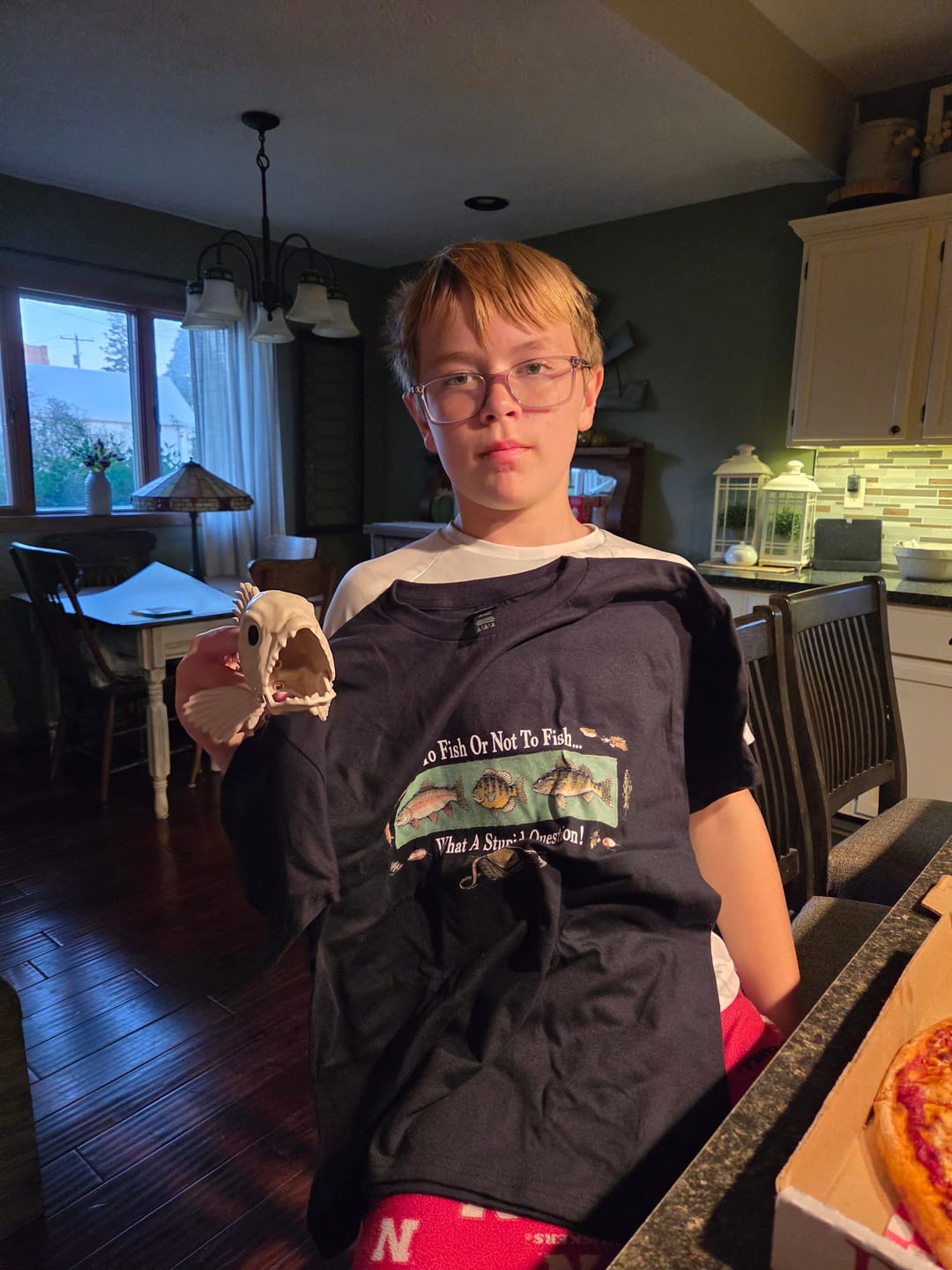 Customer photo review of Born to Fish Forced to Go to School Halloween Bass Fishing T-Shirt