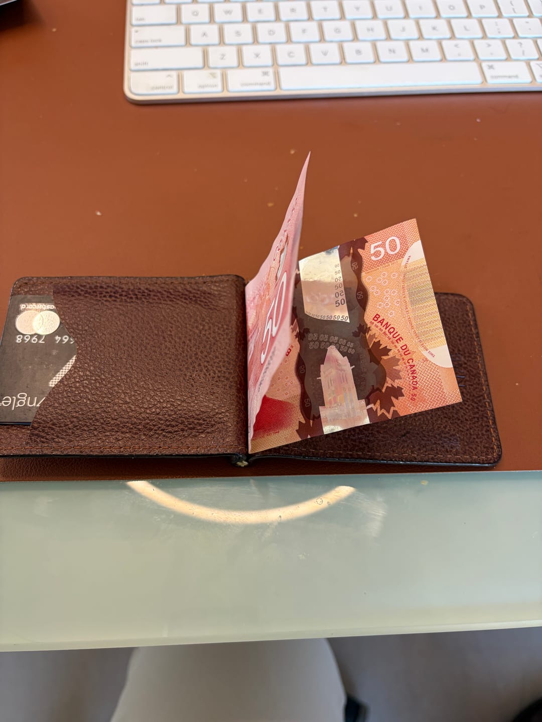 Customer photo review of The Pinnacle Wallet - Cognac Slim Money Clip Pebble Grain Leather Wallet