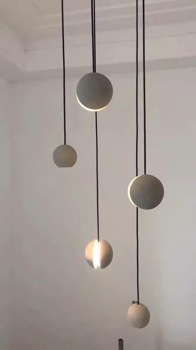 Customer photo review of Concrete Pendant Light, Handmade Cement Grey Sphere, Integrated LED