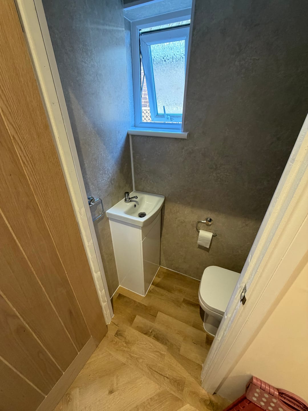 Customer photo review of Premium Beige Concrete Matt Shower Wall Panel - 1M x 2.4M