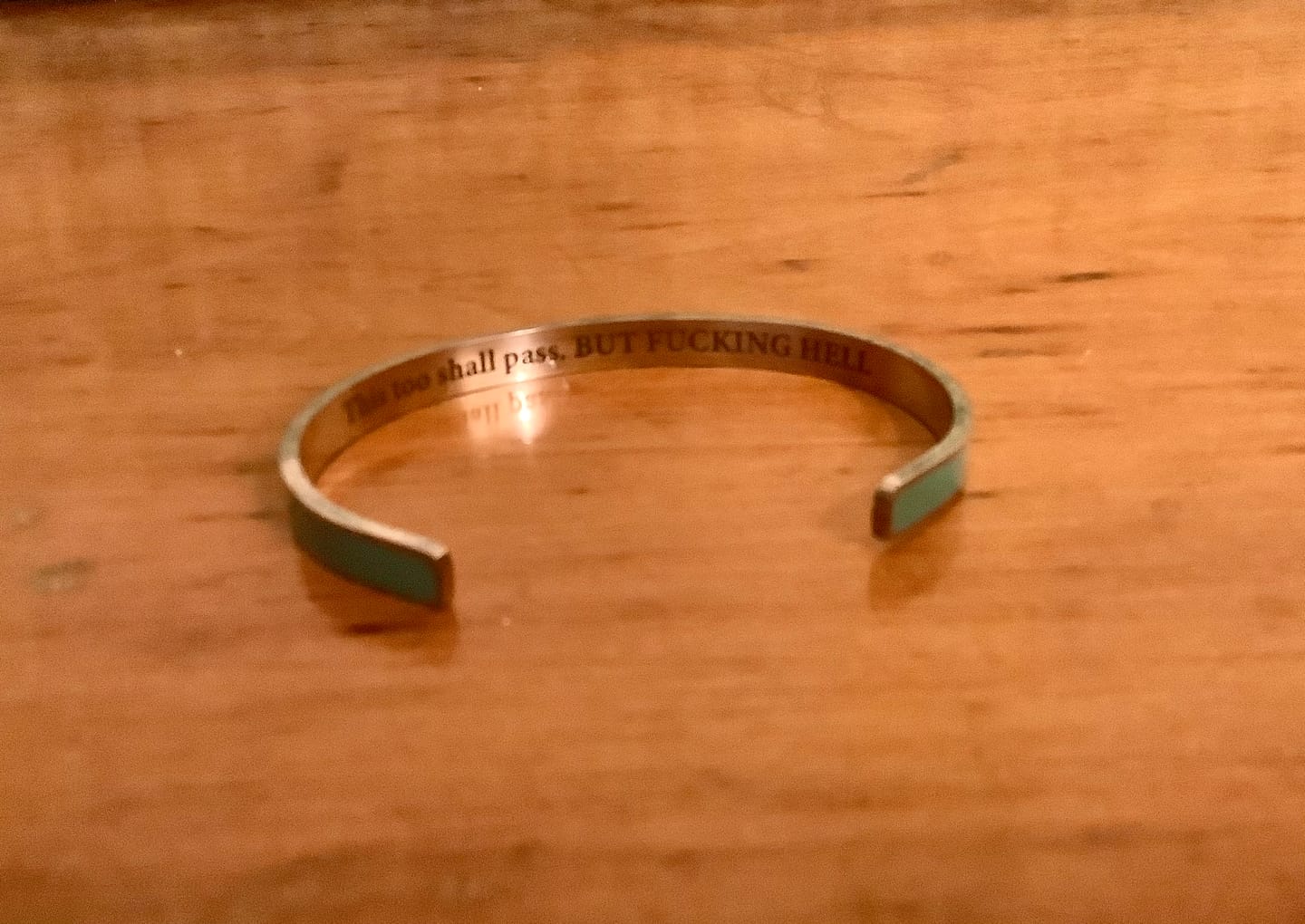 Customer photo review of This Too Shall Pass Color Cuff Silver Bracelet