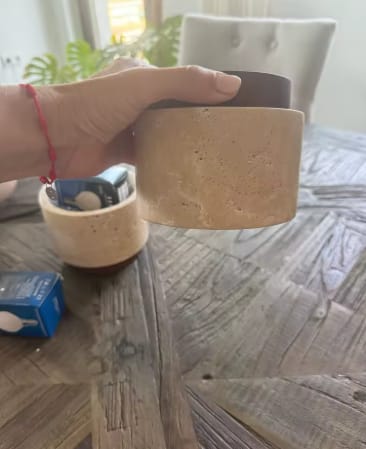 Customer photo review of The Como | Travertine Ceiling Light