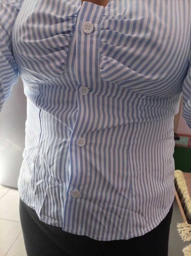 Customer photo review of Ninonine "Lucille" | Ruched Striped Tailored Shirt