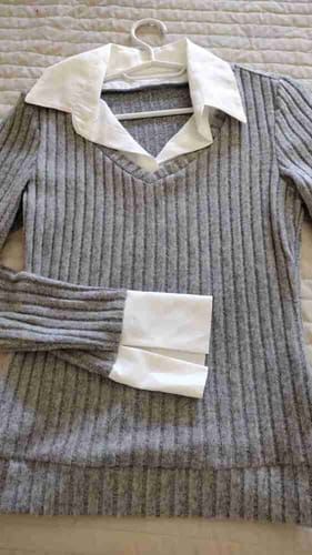 Customer photo review of Ninonine "Inès" | Rib-Knit Faux-Layered Shirt Top