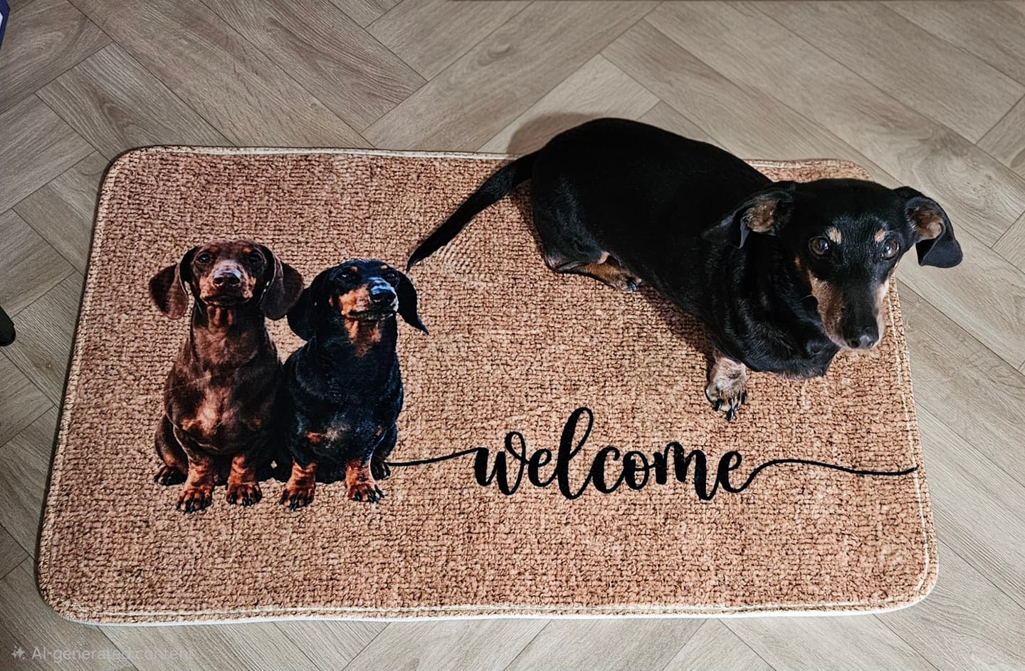 Customer photo review of Personalised Doormat - Welcome with Pet Portrait