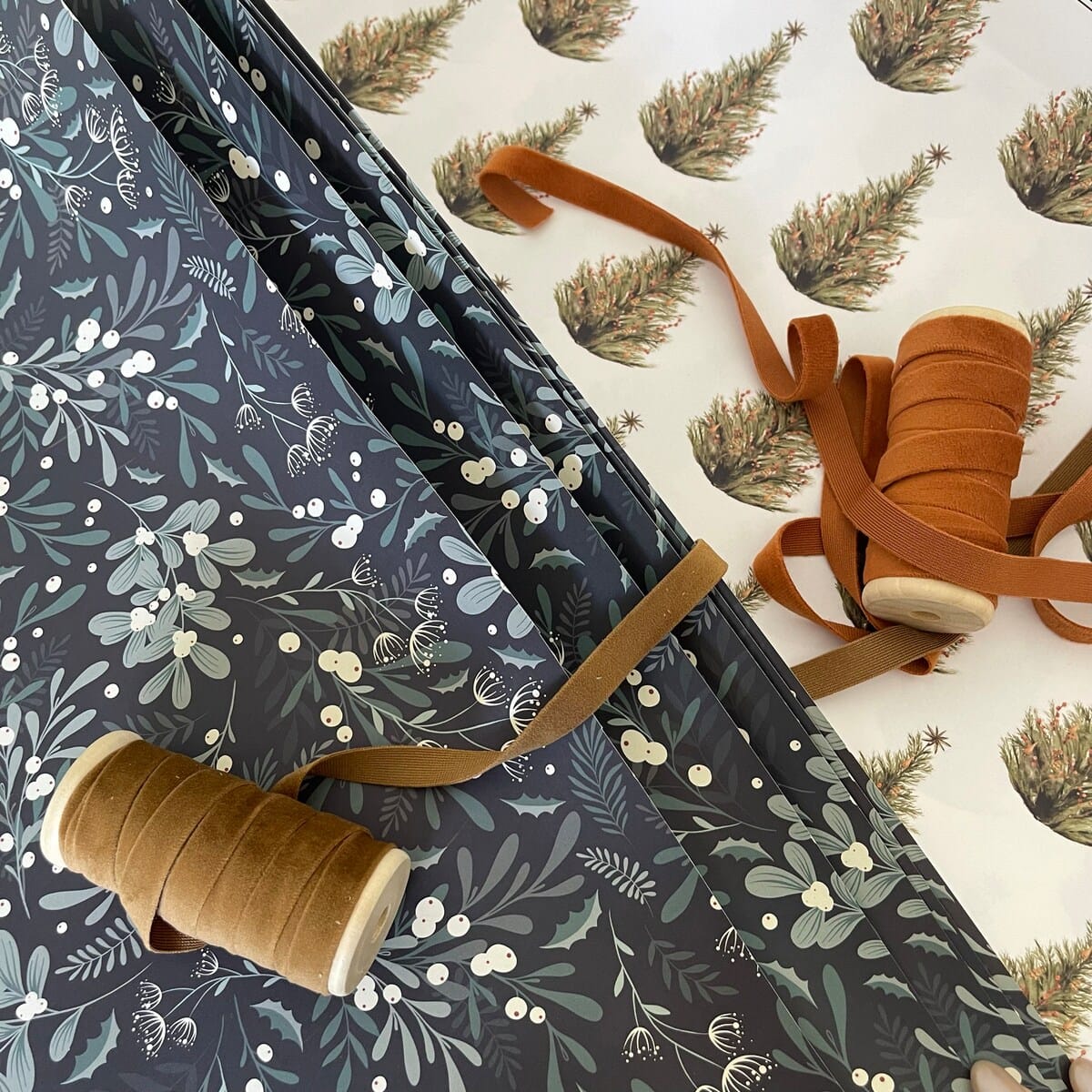 Customer photo review of Winter Greenery Christmas Wrapping Paper