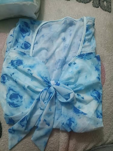 Customer photo review of Ninonine "Elowen" | Floral Mesh Bow-Front Peplum Top