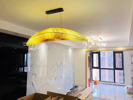 Customer photo review of Fabric Pendant Light, Long Beige Shade, Iron Frame, Two Bulbs