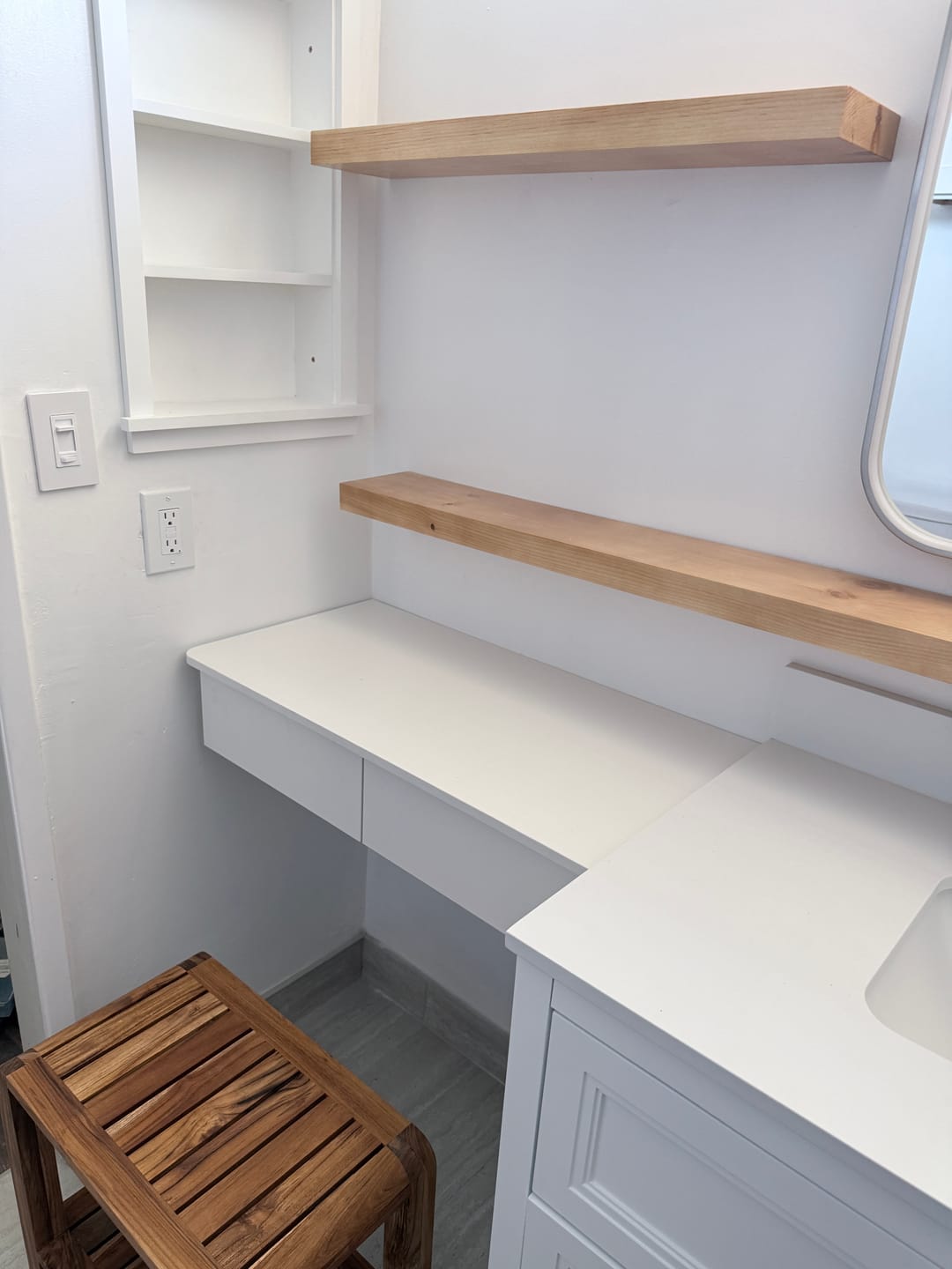 Customer photo review of Rustic Pine Floating Shelves