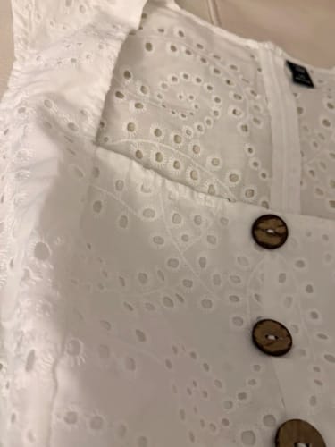 Customer photo review of Ninonine "Seraphina" | Embroidered Eyelet Square-Neck Top