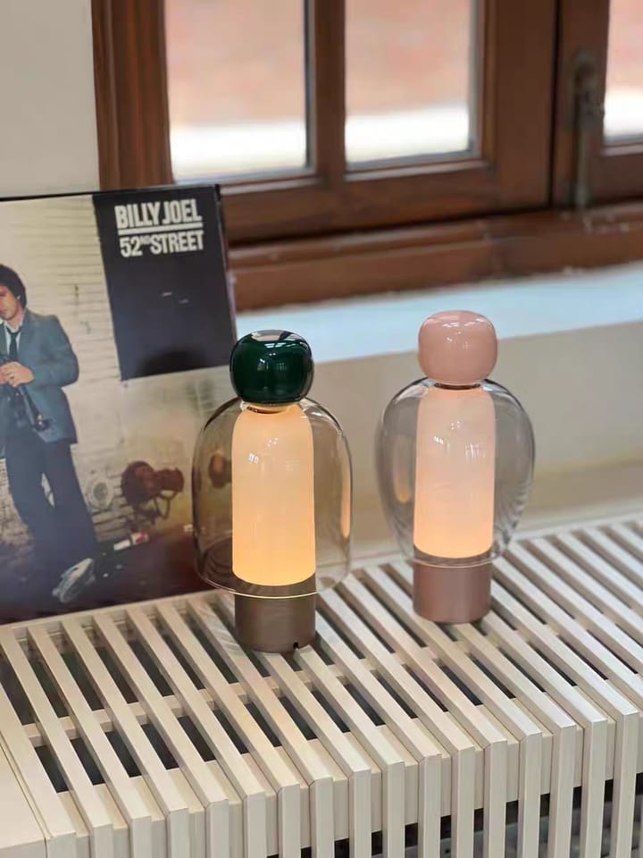 Customer photo review of Cordless Table Lamp, Rechargeable Glass, Smoke Grey Shade, Dimmable