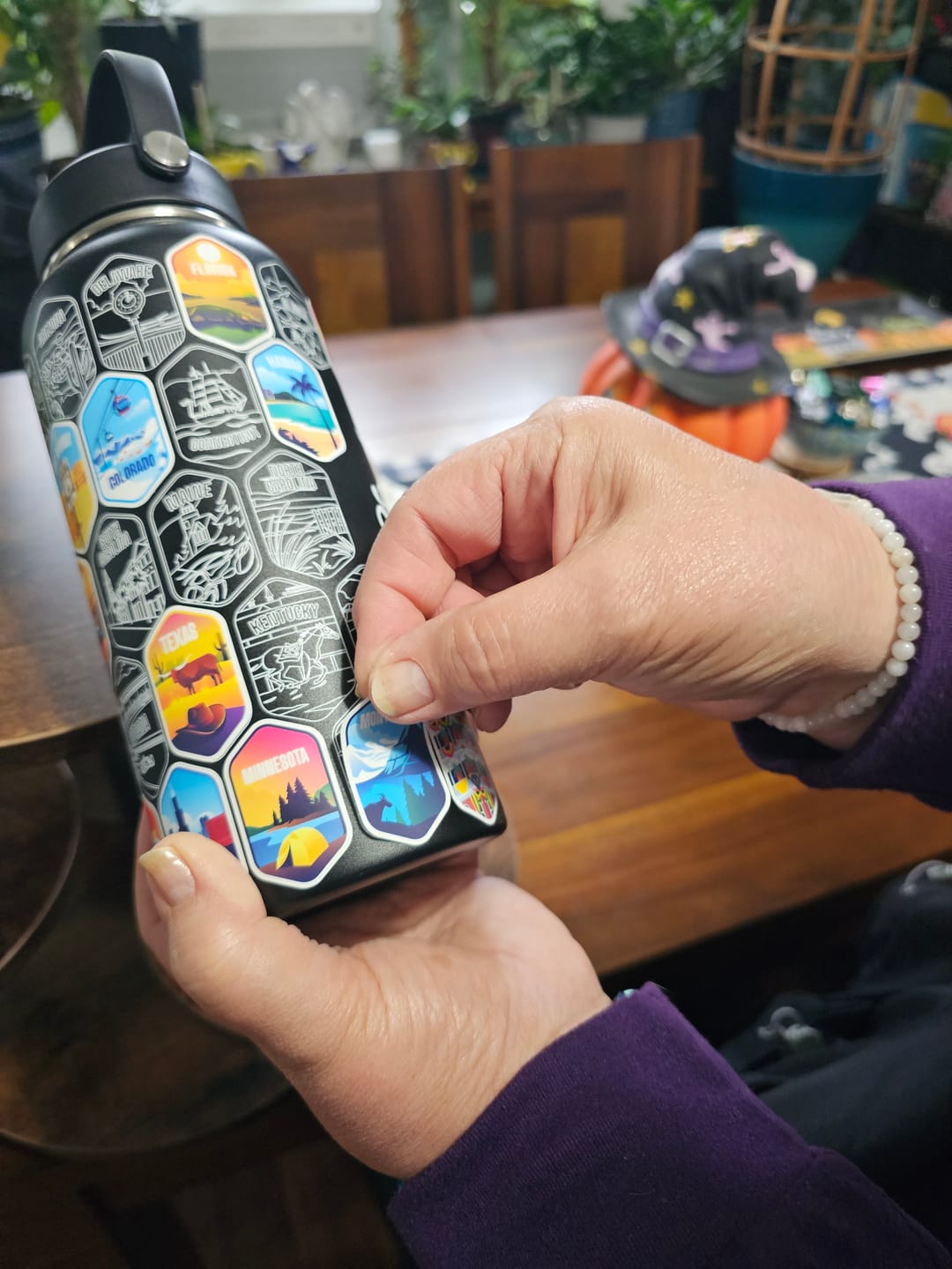 Customer photo review of Lets Wander™ 50 States Of The USA Water Bottle + Stickers