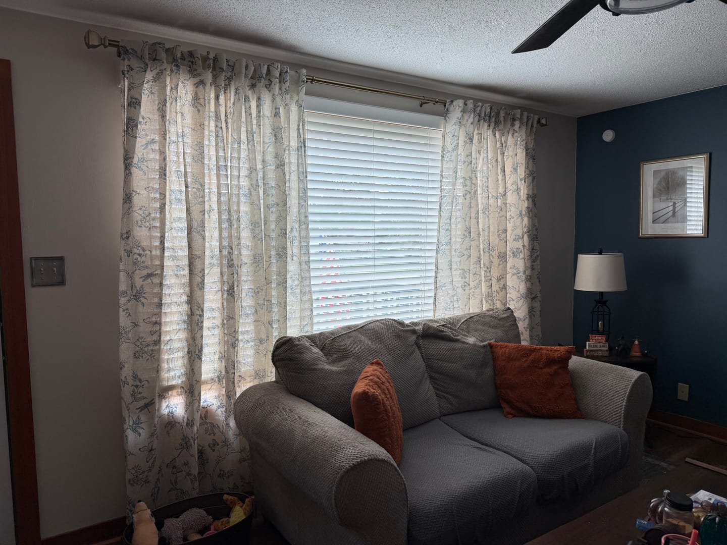 Customer photo review of Modern Toile Floral & Insect Linen Curtains (2 Panels)