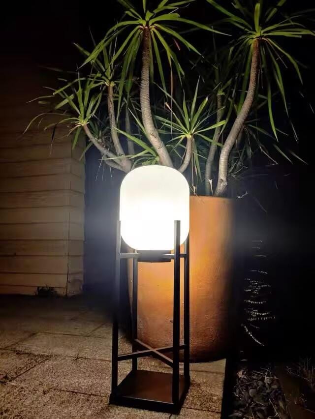 Customer photo review of Black Floor Lamp for Garden, Solar Frosted Glass Lantern, IP65