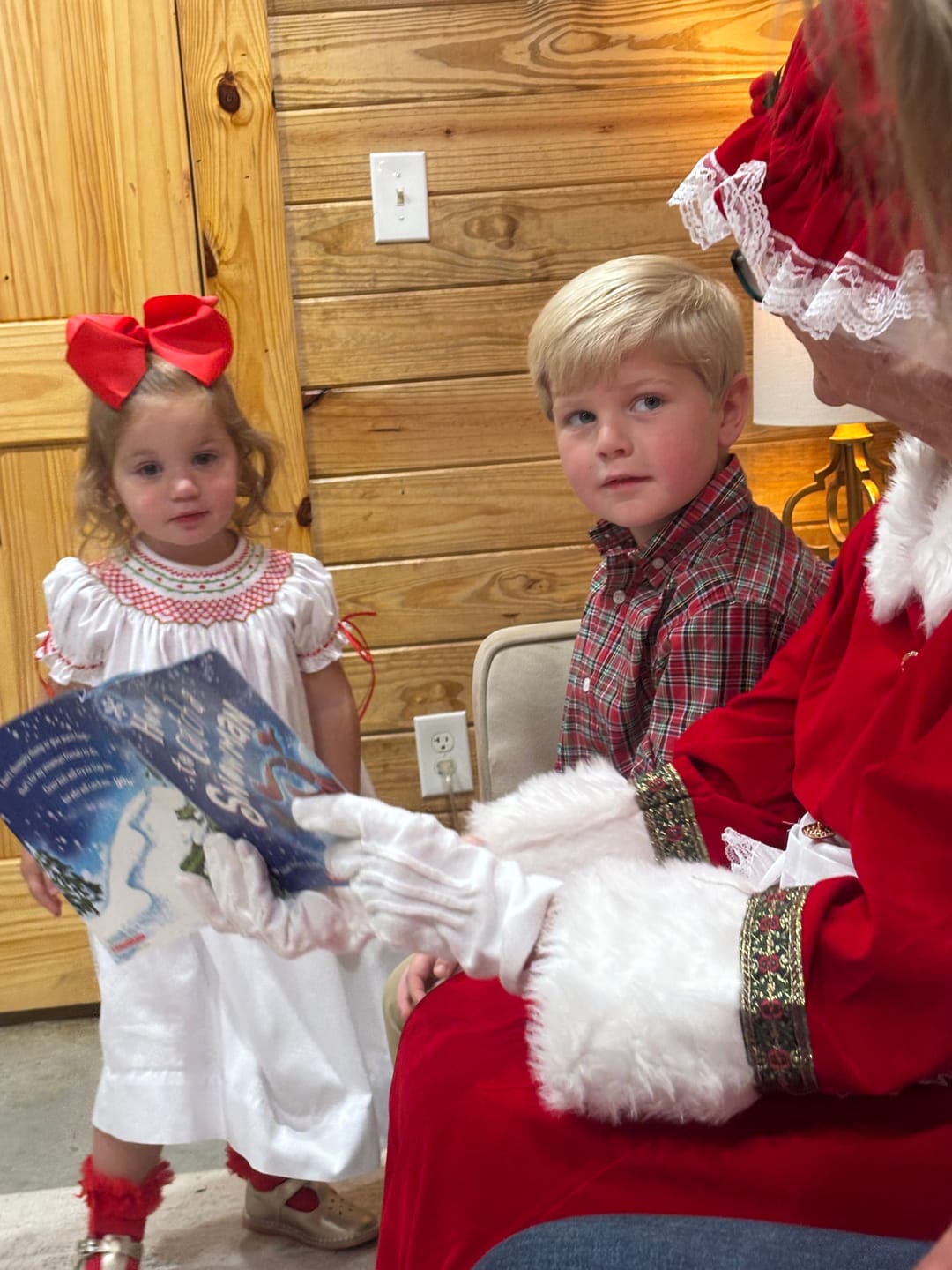 Customer photo review of White Pique Geo Smocked Christmas Dress