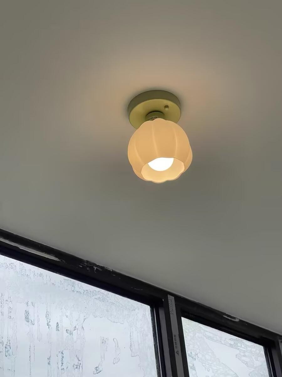 Customer photo review of Flower Semi Flush Ceiling Light, Glass Shade, Green Base, 15 cm