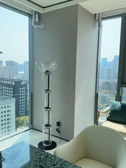 Customer photo review of Black Floor Lamp, Clear Glass Cylinders, LED, Up to 160 cm