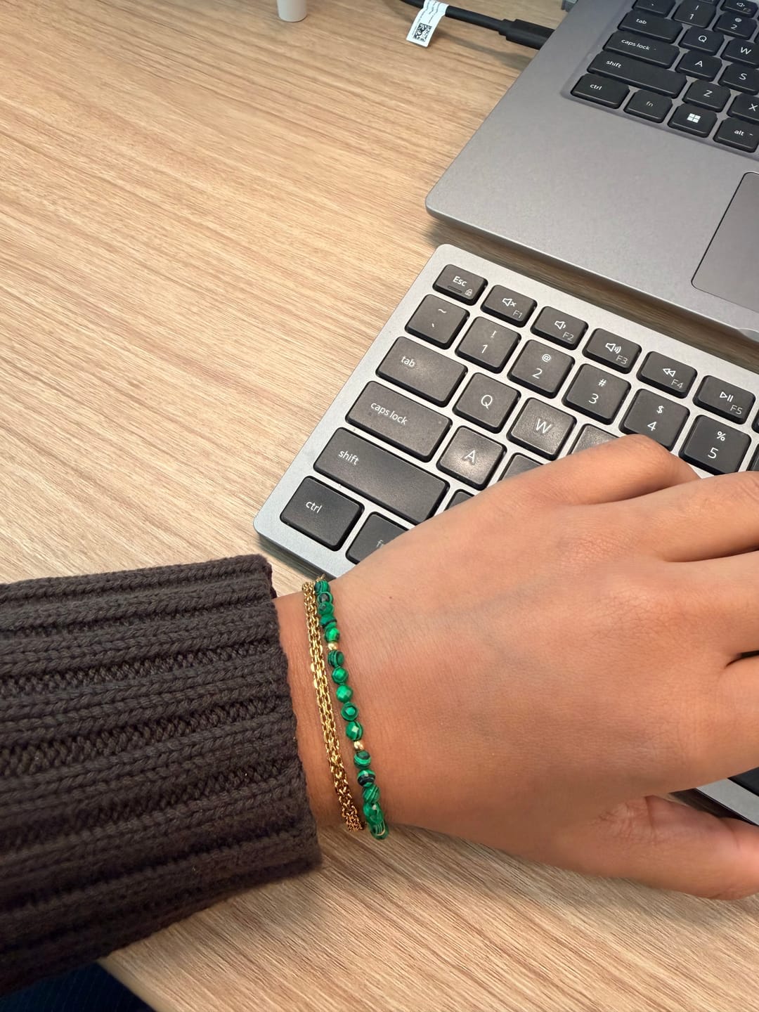 Customer photo review of Emerald Green Beaded Bracelet