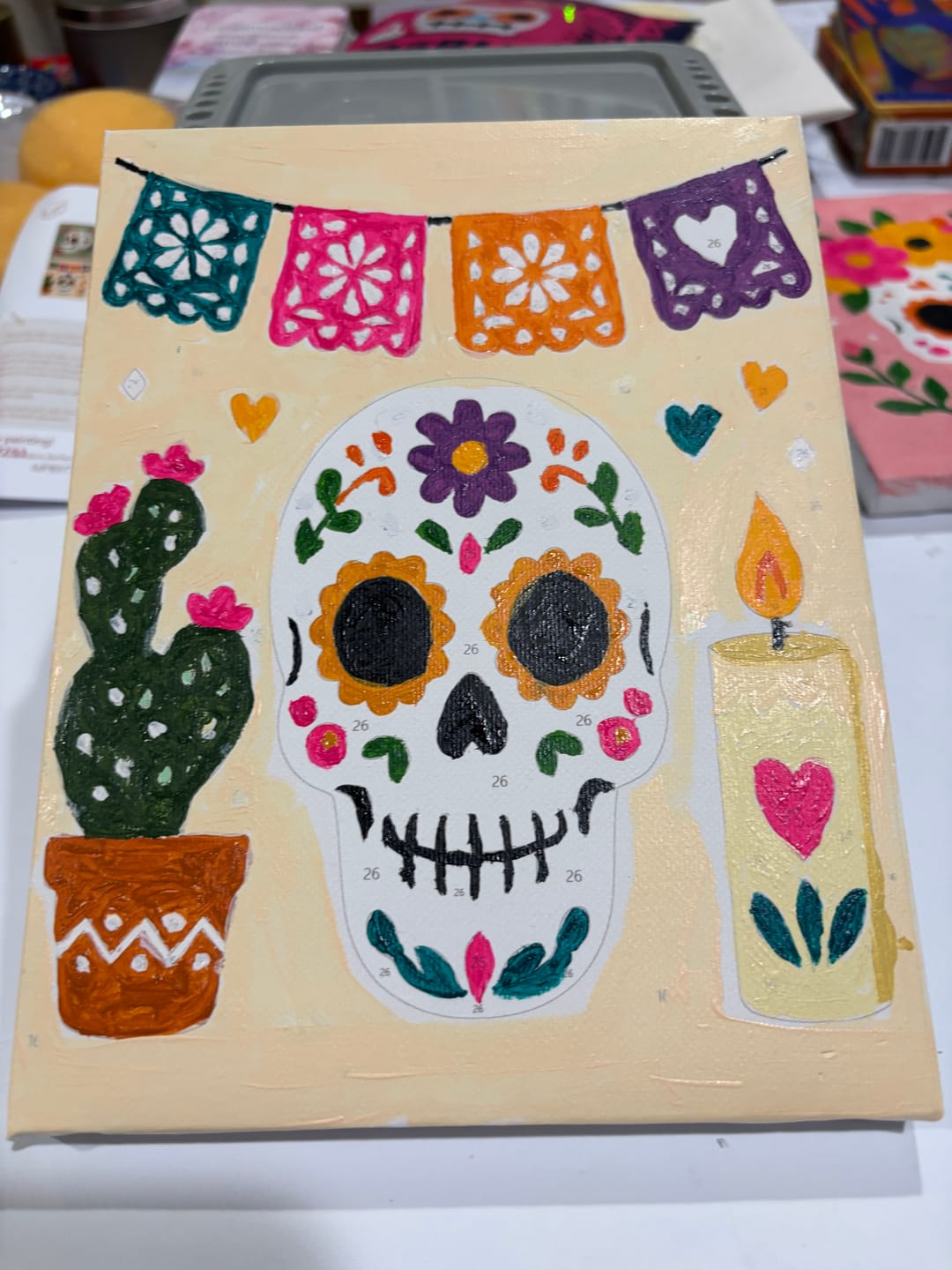 Customer photo review of 6 Mini Paintings - Mexican Skull Set