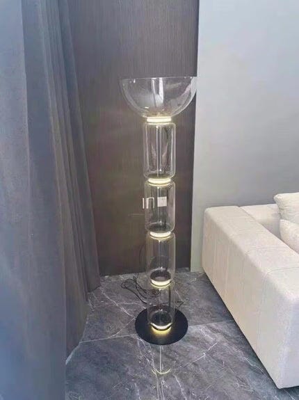 Customer photo review of Black Floor Lamp, Clear Glass Cylinders, LED, Up to 160 cm