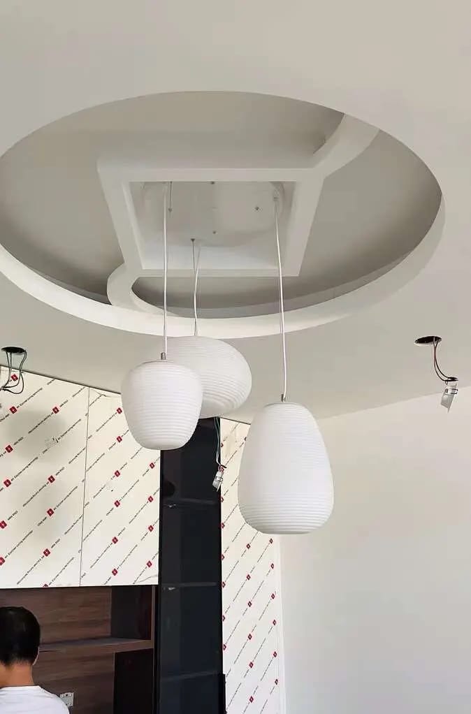 Customer photo review of Cocoon Glass Pendant Light, White Shade, Adjustable Cord, 19–34 cm