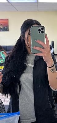 Customer photo review of Virgin Flat Weft Hair Extensions Weft Hair Extensions Off Black #1B