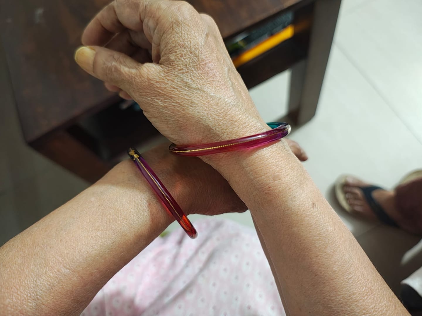 Customer photo review of "Mayur A Colorful Peacock Style!" - 916 22k Gold Bangles (Multicolour)