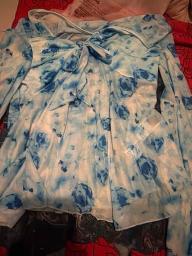 Customer photo review of Ninonine "Elowen" | Floral Mesh Bow-Front Peplum Top