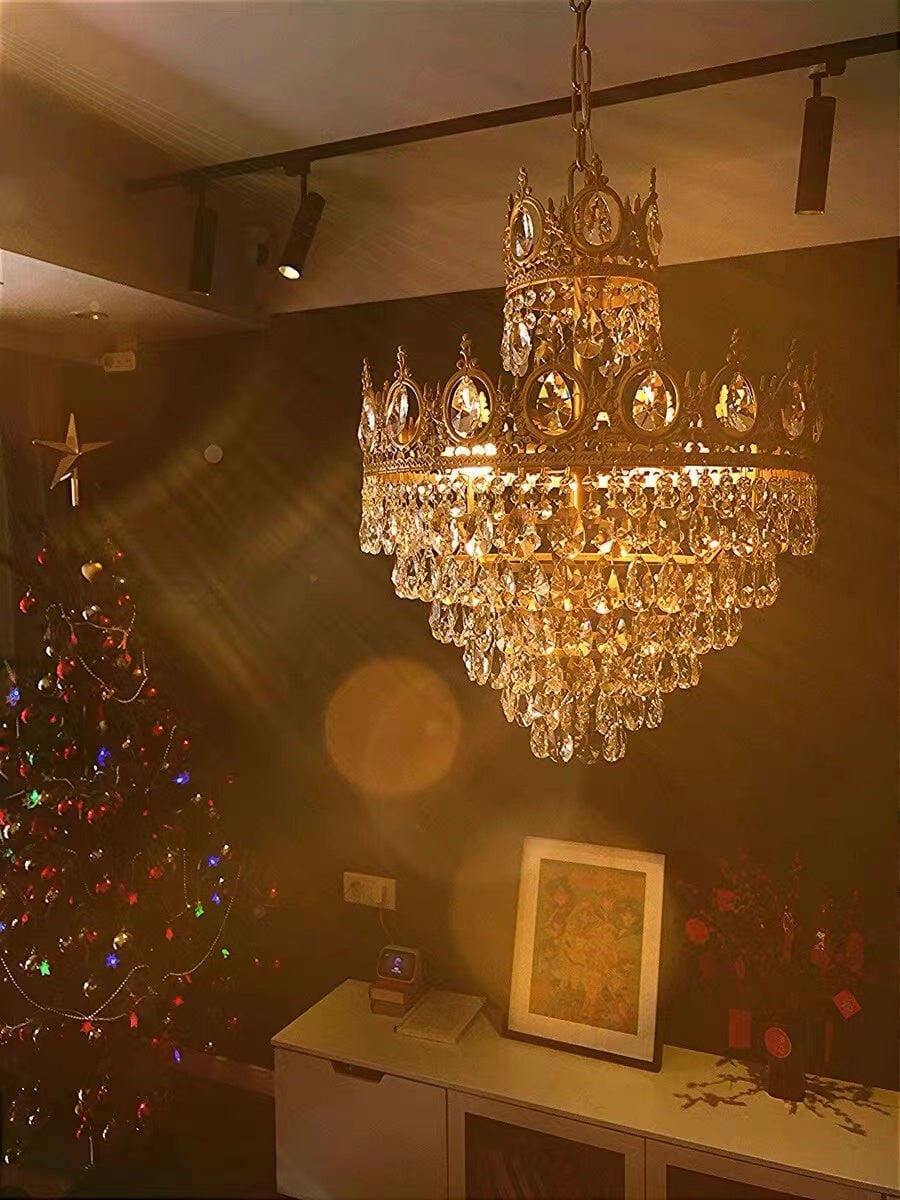 Customer photo review of Copper Pendant Light, Crystal Tiered Chandelier, 24 to 48 cm