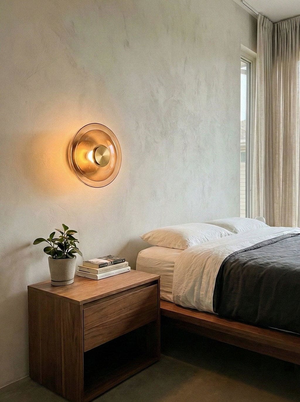 Customer photo review of Glass Disc Wall Light, Metal Frame, Wall Sconce, Integrated LED