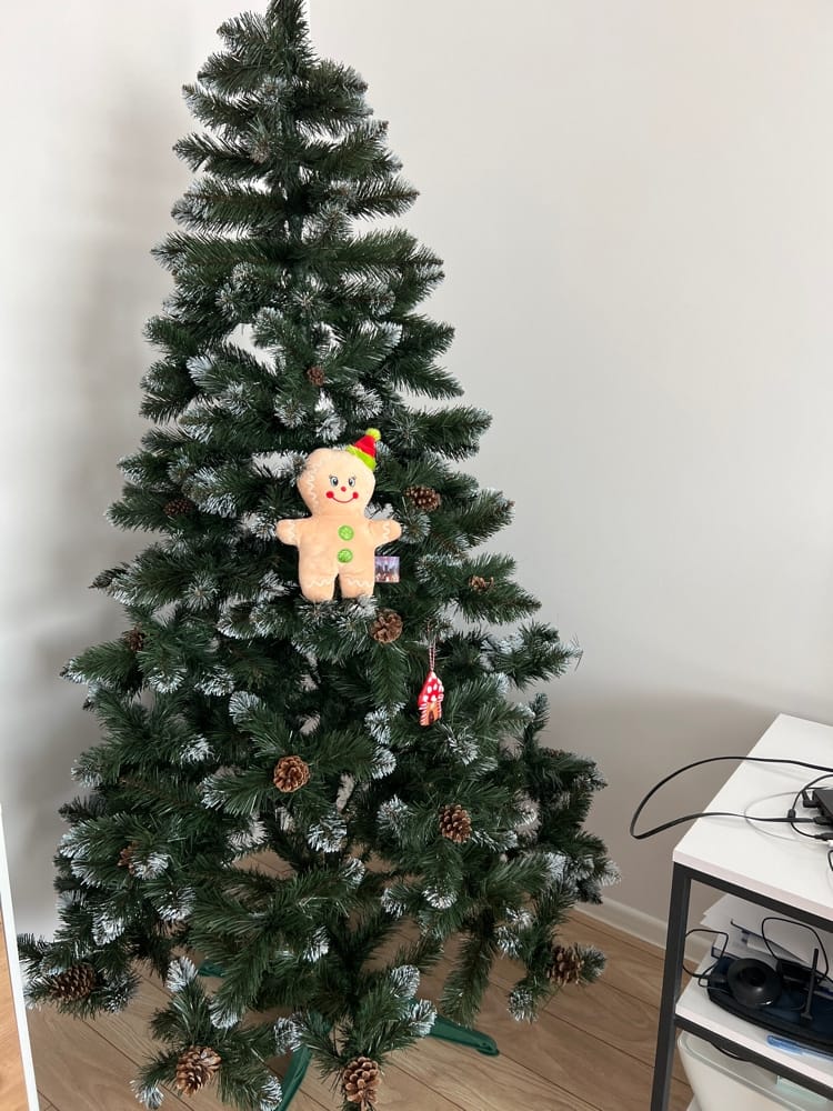 Customer photo review of Brad artificial de Crăciun Pădure de Iarnă, nins cu conuri naturale, 2D, 220 cm