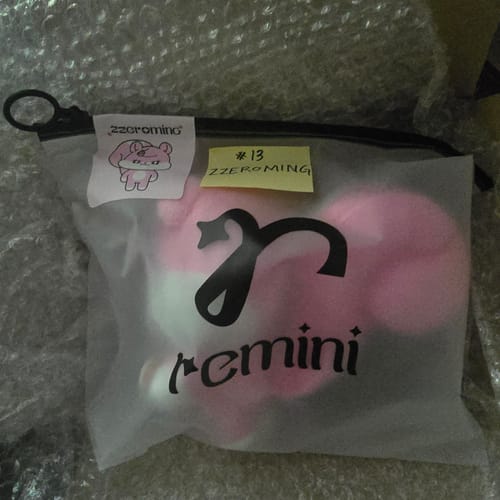 Customer's RESCENE Scent Archive popup store merchandise inside a frosted, branded semi-transparent zipper pouch.
