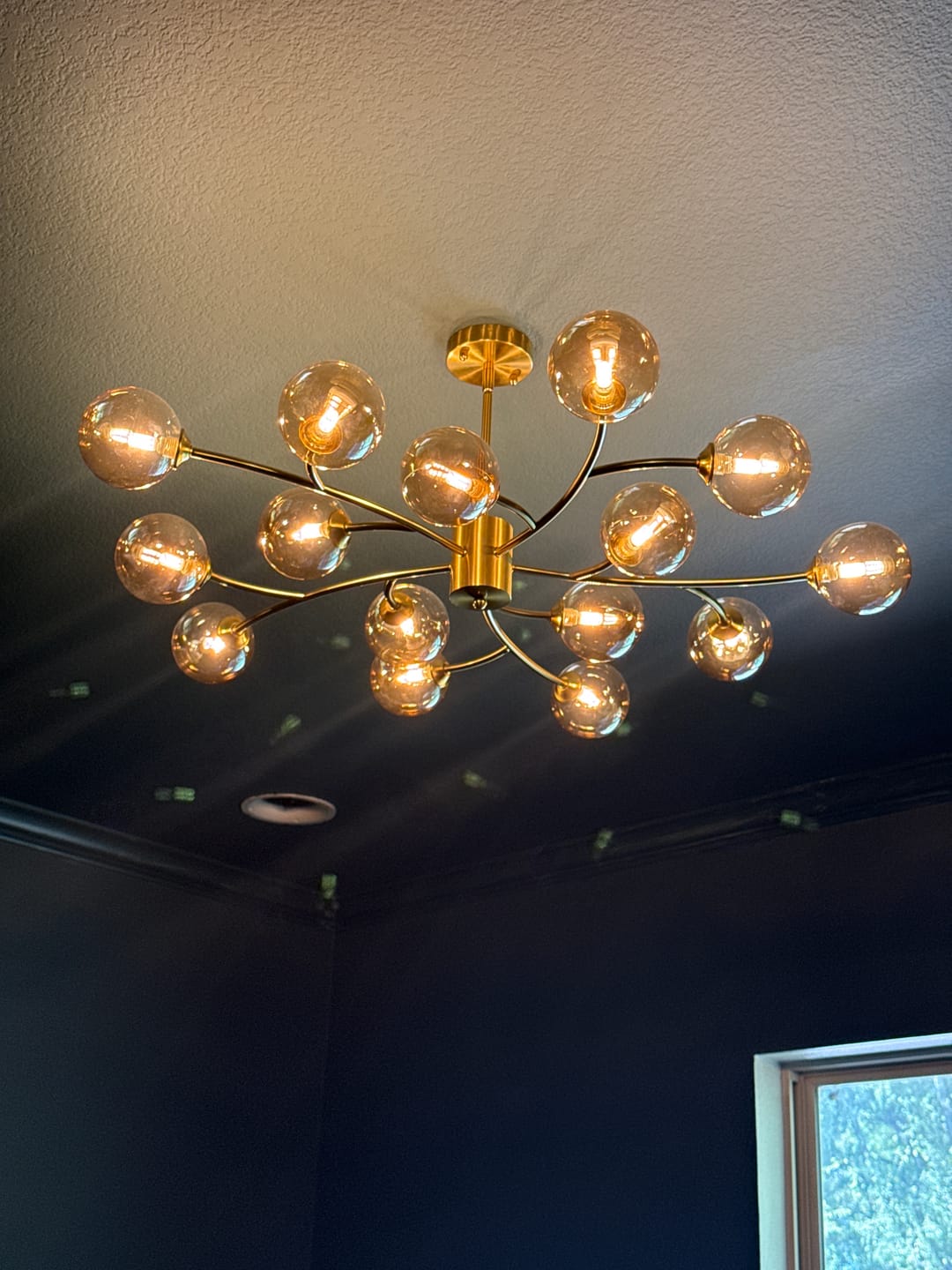 Customer photo review of Eclectic Modern 15-Light Amber Glass Vortex Branch Chandelier