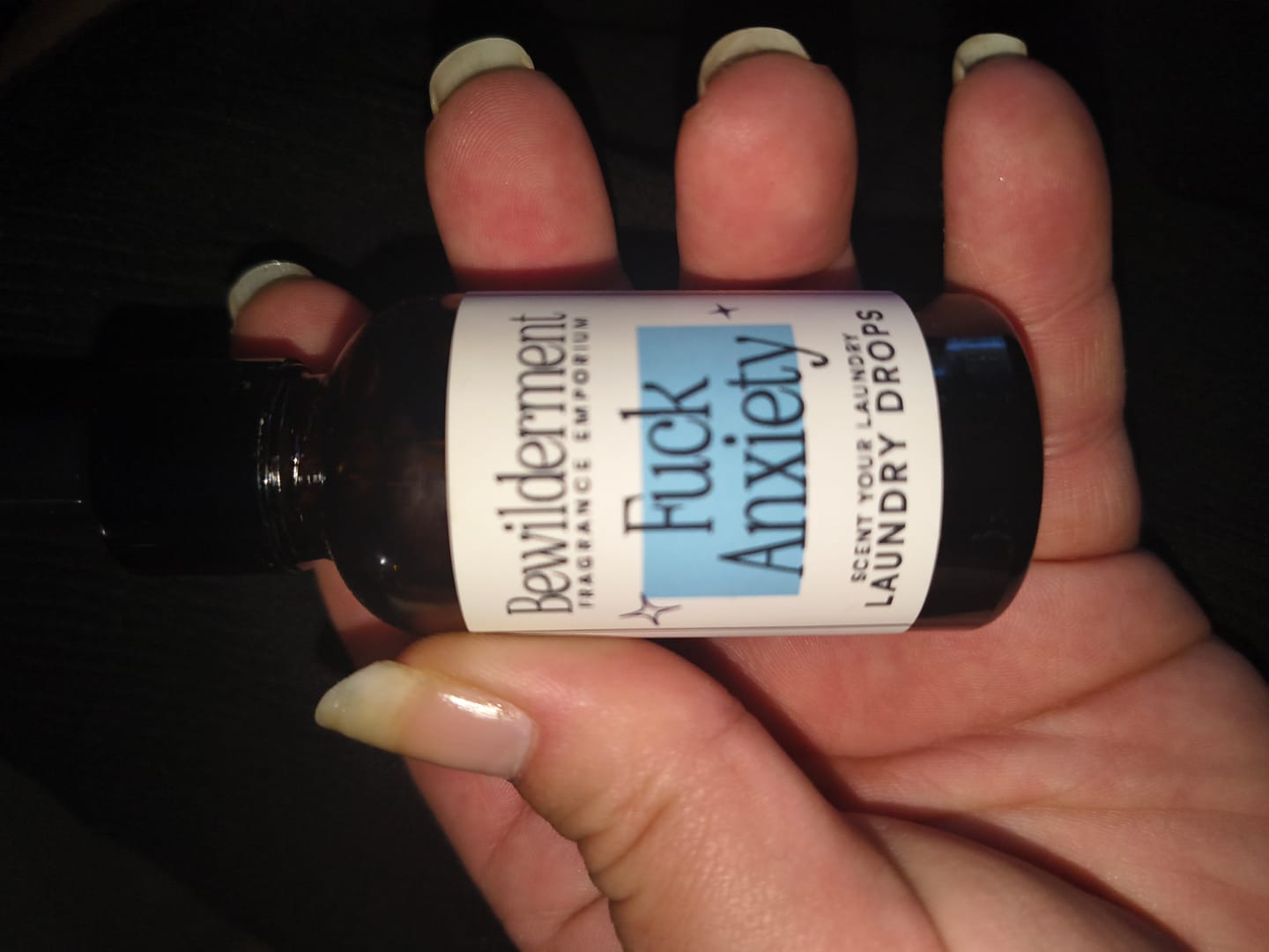 Customer photo review of Fuck Anxiety Laundry Drops