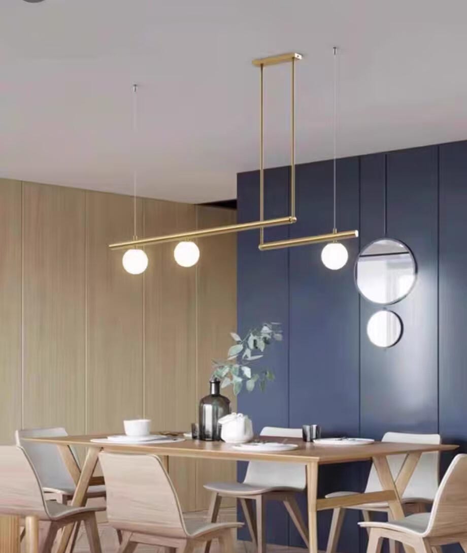 Customer photo review of Pivoting Opal Glass Pendant Light for Dining Table, Brass