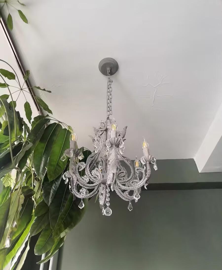 Customer photo review of White Crystal Pendant Light, Candle-Style Chandelier, 40 cm
