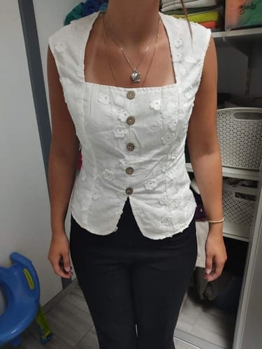 Customer photo review of Ninonine "Seraphina" | Embroidered Eyelet Square-Neck Top