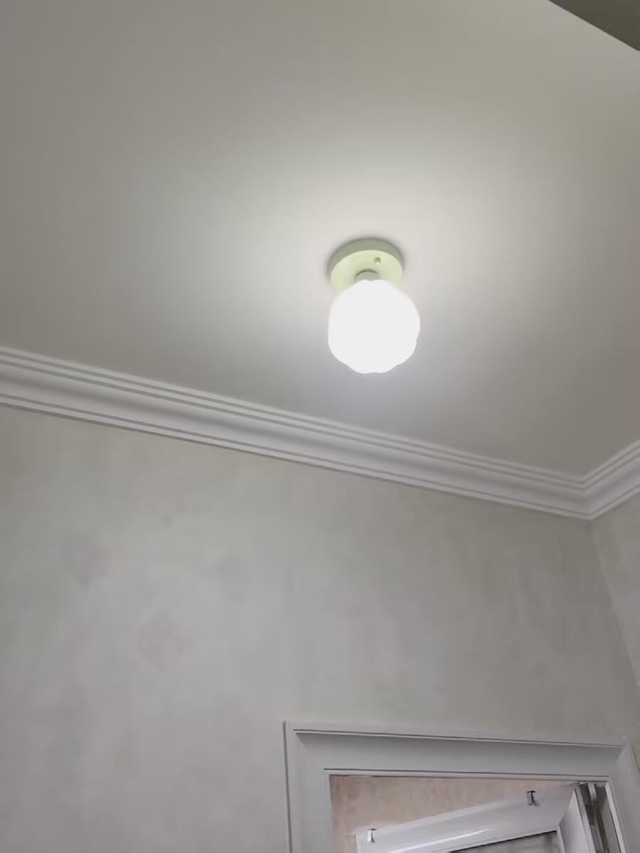 Customer photo review of Flower Semi Flush Ceiling Light, Glass Shade, Green Base, 15 cm