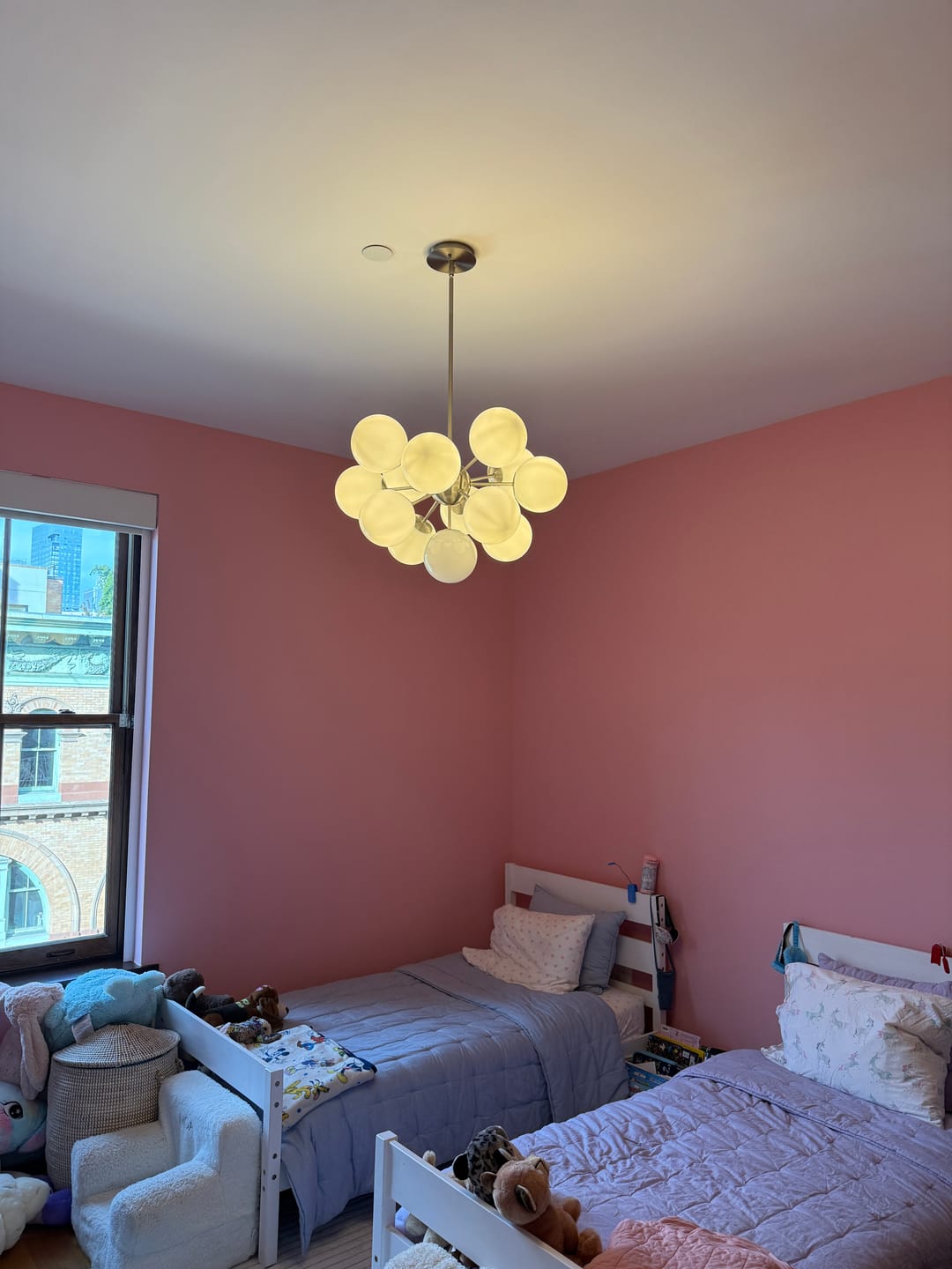 Customer photo review of Shine Lustre Opal Glass Bubble Sputnik Semi Flush Chandelier