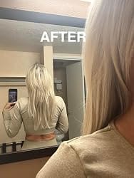 Customer photo review of Flat Weft Hair Virgin Hair Weft Extensions Platinum Blonde #60
