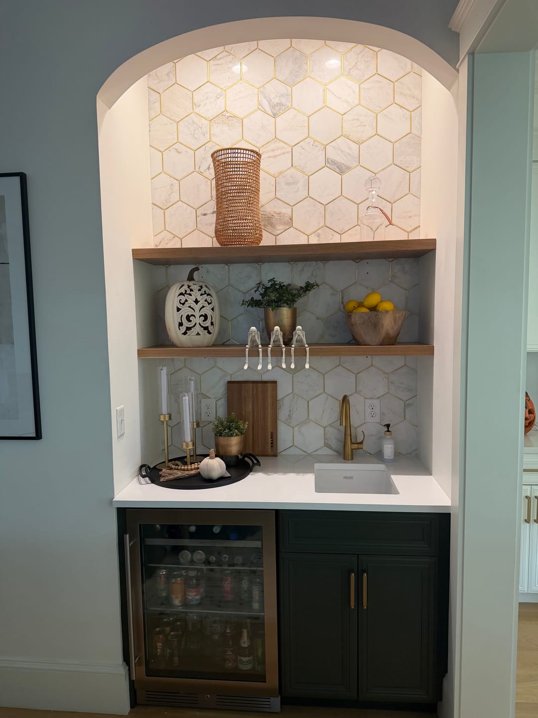 Customer photo review of White Oak Hardwood Floating Shelves